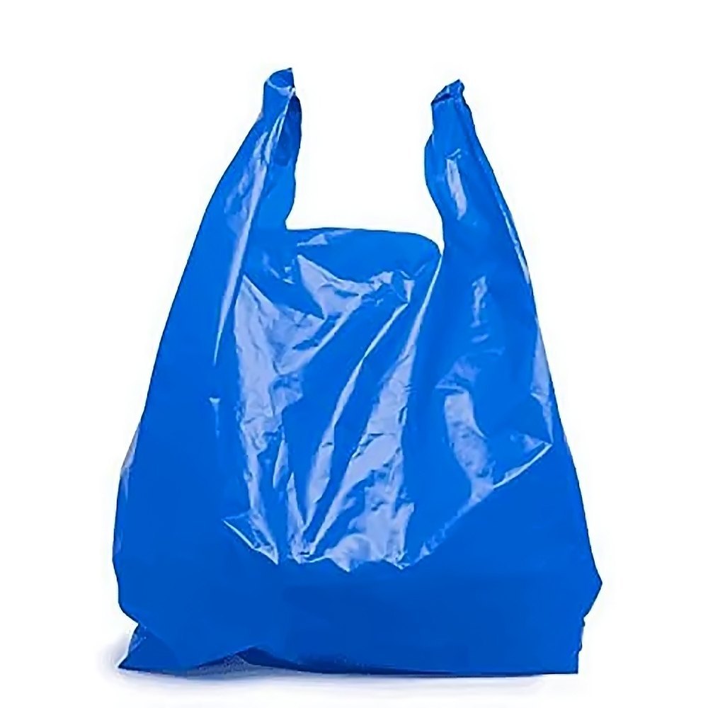 Sac plastique bleu 26+12x45 cm 13 microns